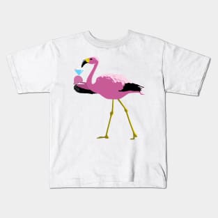 Flamingo with Martini Kids T-Shirt